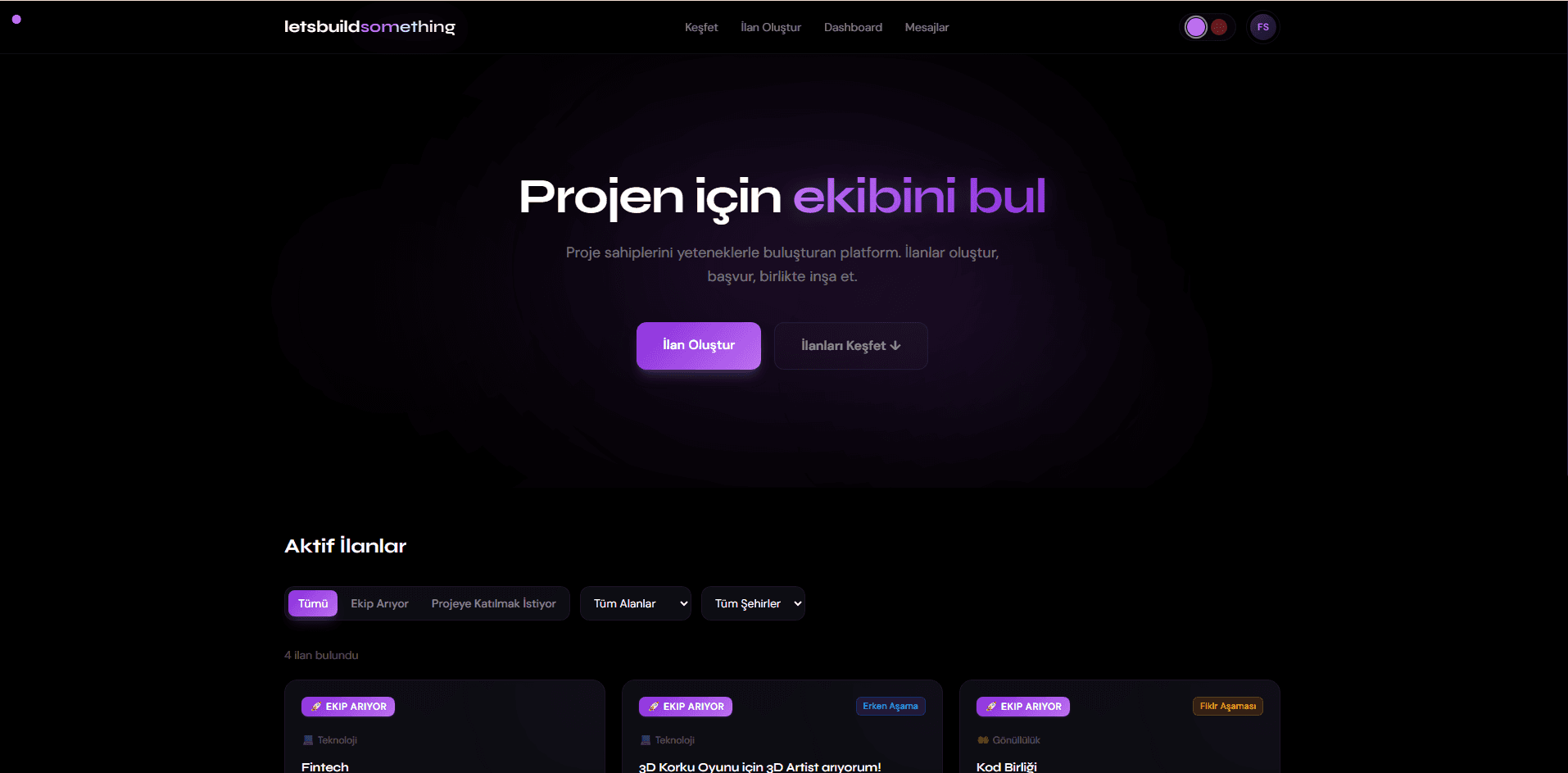 LetsBuildSomething — find collaborators for your projects